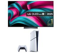77" LG C5 OLED evo AI 4K HDR Smart TV 2025 (OLED77C54LA) & PlayStation 5 Digital Edition Bundle, Black,Silver/Grey