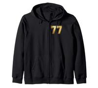 77 Number Seventy-Seven Team Sports Graphic Varsity Matching Zip Hoodie