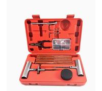 77 Pcs Red Car Tire Repair Kit, Vacuum Patch Tool Box with PP Case, 6.75 in Insertion Needle with T-Handle, 4.75 in Spiral Probe, Zinc Alloy Handle, for Punctures, All Tire Types, Roadside Emergencies