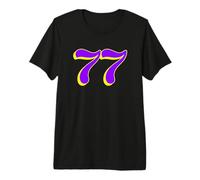77 | The Number Seventy Seven in Purple and Yellow Premium T-Shirt