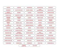 77 x Asian/Indian Spice Storage Jar Kitchen Home Cooking Labels Stickers 51x10mm (White with Red Text)