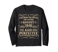 77 Year Old Birthday Gifts For Men August 1948 77th Bday Long Sleeve T-Shirt