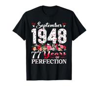 77 Year Old Floral September 1948 77th Birthday Gifts Women T-Shirt