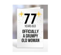 77 Years Old, Officially a Grumpy Old Woman Card, Funny, Joke, Gift, 77th Happy Birthday, Presents for Mum, Mummy, Grandma, Wife, Aunt, Her, Female, A5-164_120
