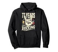 77 Years Still Rocking 77th Birthday Funny 77 Rocker Biker Pullover Hoodie