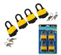 Fort Knox 77011 40 mm Weather Resistant Keyed Alike Padlocks - Yellow (Pack of 4)