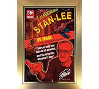 #771 Stan Lee POSTER (red) Signed Autograph Mounted Photo Reproduction PRINT A4 Rare Perfect Birthday (297 x 210mm) (Gold Frame)