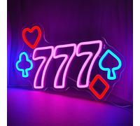 777 Casino Neon Signs for Wall Decor Pink LED Light Sign for Poker Room Decor Light Up Sign for Birthday Party Decoration USB Powered