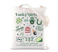 777 Casino Slot Machine Tote Bag Lucky 777 Club Gift Gambling Gambler Shoulder Bag Lucked Up Gift Horseshoe Dice Shamrock Gift (Lucky Club Tote)