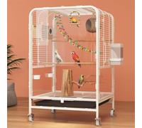 77cm H Large Parrot Bird Cage Wrought Steel Indoor Aviary Durable Frame for Cockatiel Lovebird With Perch Stand and Wheels