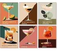 77iiAii Paint by Numbers for Adults Cocktail 6 pcs Kit, DIY Painting by Numbers for Adults, Hand Painted Oil Painting Canvas Kits with 3 - Brushes and Acrylic 8 x 12 inchs