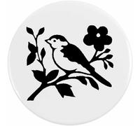 77mm 'Bird Sitting on Tree Branch' Large Button Pin Badge (BB00143279)