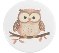 77mm 'Cute Owl on Branch' Large Button Pin Badge (BB00146357)