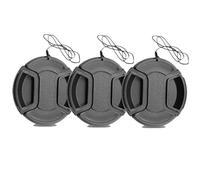 77mm Lens Cap, CAM-ULATA 3-Pack Universal Plastic Snap on Center Pinch Lens Caps Set with Microfiber Lens Cleaning Cloth for Canon Nikon Sony Olympus DSLR Camera