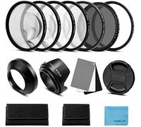77mm Lens Filter Accessories Kit:UV CPL Adjustable ND Filter(ND2-ND400),Macro Close up Filter Set(+1,+2,+4,+10),Lens Hood,3 in 1 Grey Card for Canon Nikon Sony Pentax Olympus Fuji DSRL Camera