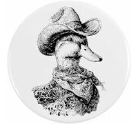 77mm 'Mallard Duck with Cowboy Hat' Large Button Pin Badge (BB00144578)