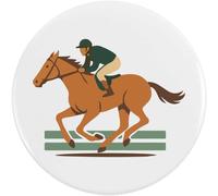 77mm 'Racing Horse & Jockey' Large Button Pin Badge (BB00147272)