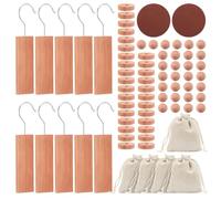77Pcs Cedar Wood Block,100% Natural Red Cedar Moth Repellent Wardrobe Protection for Clothing Storage Safe Aromatic Ring and Ball Set with Drawstring Bag and Sandpaper for Wardrobe Drawer Shoe B