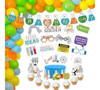77Pcs Science Birthday Party Decoration Set Banner & Cupcake Toppers &PhotoBooth Props &Latex Balloons Kit Mad Science Party Decors for Girls Boys Birthday Chemistry Laboratory Party Supplies