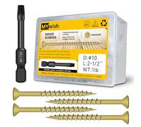 77Pcs Wood Screws #10 x 2-1/2" 1lb Box, Deck Screws 2 1/2 Inch, T25 Screws Torx Screws Drive Head, Outdoor Construction Screws, Rust Resistant, Epoxy Coated, Exterior 2 1/2 Deck Screws, Tan by Mywish