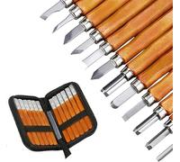 77Star Woodworking Tools Set 12PCS Wood Whittling Kit for DIY Lovers Beginners, Including Storage Bag (12)