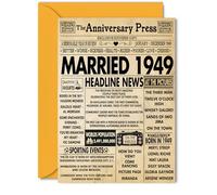 77th Anniversary Cards for Women and Men, Married 1949 Newspaper
