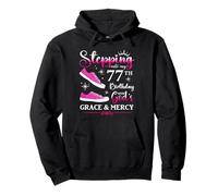 77th Birthday 77 Years Old Bday Queen Party Funny Womens BD Pullover Hoodie