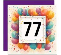 77th Birthday Card for Men Women - Any Age - Balloon Birthday Card for 77 Year old Woman Nan Grandma Mum Aunt Ladies Nan Friend Sister Seventy Seven Seventy Seventh Nanny