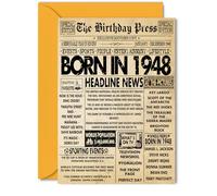 77th Birthday Card for Men Women - Bday Press Newspaper 1948 - Happy 77 Birthday Cards for Sister Dad Brother Auntie Grandad Uncle, 5x7 Inch Bday Greeting Cards