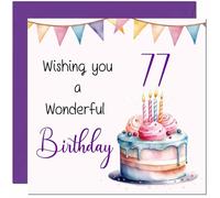 77th Birthday Card for Men Women Cake Numbers Birthday Card for 77 Year old Woman Nan Grandma Mum Aunt Ladies Nan Friend Sister Seventy Seven Seventy Seventh Nanny