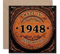 77th Birthday Card for Women Men - Retro Not Old - Happy 77 Birthday Cards for Sister Grandad Uncle Brother Auntie Husband, 145mm Bday Greeting Cards