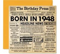 77th Birthday Cards for Men Women - Born In 1948 Newspaper - Happy 77 Birthday Card for Grandad Grandma Nan Vintage Retro Back In 1948, 145mm Bday Greeting Cards