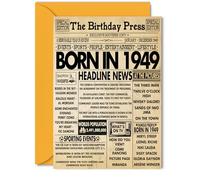 77th Birthday Cards for Women and Men, Born In 1949 Newspaper | Happy 77 Birthday Card for Grandma Grandad Nan Vintage Retro Back In 1949, 5x7 Inch Bday Greeting Cards