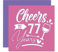 77th Birthday Cards for Women - Cheers - Happy Birthday Card for 77 Year Old Woman Nanny Grandma Auntie Wife, 145mm Bday Greeting Cards
