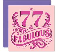 77th Birthday Cards for Women - Fabulous - Happy Birthday Card for 77 Year Old Woman Granny Nan Auntie Grandma, 145mm Bday Greeting Cards