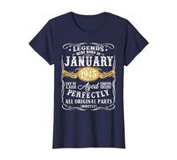 77th Birthday Decoration Legends were Born in January 1945 T-Shirt, Women, Navy Blue, Small