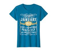 77th Birthday Decoration Legends were Born in January 1945 T-Shirt, Women, Sapphire Blue, Large