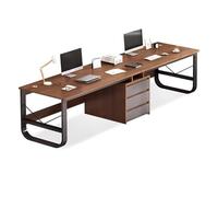 78.7" Modern 2-Person Long Desk Walnut Double Workstation with Drawers Stylish Writing Table for Home Office & Gaming Large Wooden Computer Desk