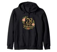 78 And Fabulous Floral 78th Birthday Celebration Funny Zip Hoodie