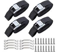 78'' Battery Tie Down Strap, Battery Box Hold-Down Strap for Gas Fuel Heavy Duty Battery Box with Stainless Steel Cam Buckle, Stainless Steel 316 Deck Loop Mounts,16 SS Screws