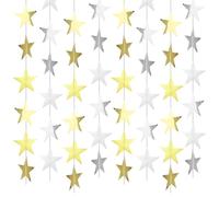 78 Feet Reflective Star Garland, Sparkling Star Banner Hanging Decoration, Double Side Stars Hanging Bunting Banner Backdrop, Glitter Stars Banners for Graduation Birthday Wedding Party