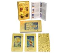78 gold foil tarot cards, with 36 pages of guide, PVC, waterproof and wrinkle-resistant, cards with front and back meanings, tarot deck for beginners, (God Sun)