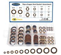 78 PCS 10 Sizes Copper Metric Bonded Seal Dowty Washer, Automotive Self-Centred Dowty Seal Gasket Assortment,M6/8/10/12/14/16/18/20/22/24