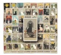 78 Pcs Tarot Stickers, Cat Tarot Stickers, Tarot Vintage Stickers, Cartoon Cat Tarot Decorative Stickers, Tarot Vinyl Stickers for Scrapbook,Skateboard,Bike,Phone, Journaling