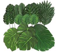78 Pieces 7 Kinds Artificial Tropical Leaf Jungle Leaves Plant Safari Leaves Decorations for Hawaiian Party Decorations Beach Birthday Luau Party Decorations