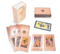 78 Rose Gold Foil Tarot Cards with English Guidebook & Magnetic Box | Wipe-clean PVC, printed upright/reversed meanings, beginner-friendly side symbols