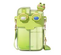 780mL Kawaii Cute Girls Water Bottle with Straw and Strap - Portable Plastic Bottle for School, Travel, Sports, Outdoor, Work