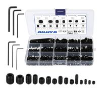 786 Pcs Grub Screws Assorted, M2.5 M3 M4 M5 M6 M8 Allen Head Socket Set Screw, Black Alloy Steel Hex Grub Screw Assortment Kit with 6x Wrenches, Hex Socket Head Set Screws for Door Handle Knob Lights