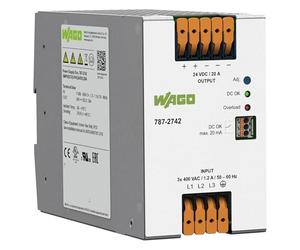 787-2742 | WAGO POWER SUPPLY UNIT, 400-480V INPUT VOLTAGE, 24V DC OUTPUT, PASSIVE POWER FACTOR CORRECTION