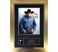#787 GEORGE STRAIT Signed Autograph Mounted Photo Reproduction PRINT A4 Rare Perfect Birthday (297 x 210mm) (Gold Frame)